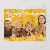 Happy Thanksgiving Elegantes White Script Foto Postkarte (Vorderseite)