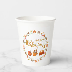 Happy Thanksgiving Elements Illustration Pappbecher