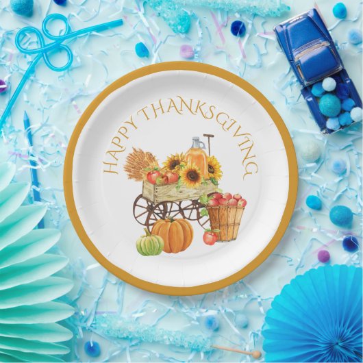 Happy Thanksgiving Ernte Blume und produzieren Pappteller (Party)