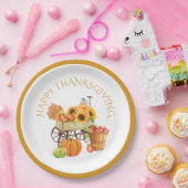 Happy Thanksgiving Ernte Blume und produzieren Pappteller (Party)