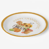 Happy Thanksgiving Ernte Blume und produzieren Pappteller (Schrägansicht)