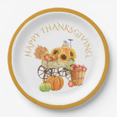 Happy Thanksgiving Ernte Blume und produzieren Pappteller (Vorderseite)