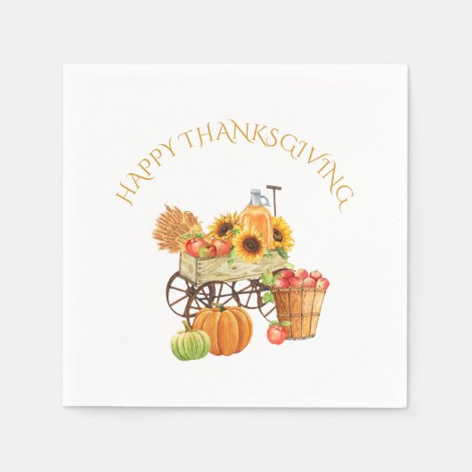 Happy Thanksgiving Ernte Blume und produzieren Serviette (Vorderseite)