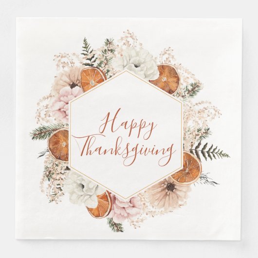 Happy Thanksgiving Fall Citrus Pine Serviette (Vorderseite)