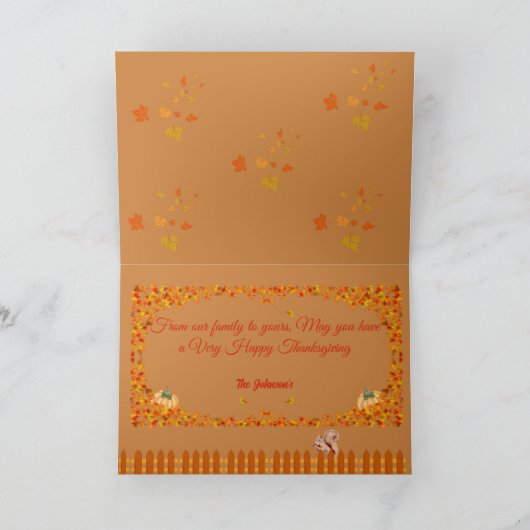 Happy Thanksgiving Fall Classic Karte (Innenseite)