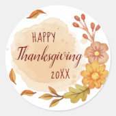 Happy Thanksgiving Fall Classic Round Sticker (Vorderseite)