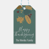 Happy Thanksgiving Fall Folk Greenery Brown Geschenkanhänger (Vorderseite)