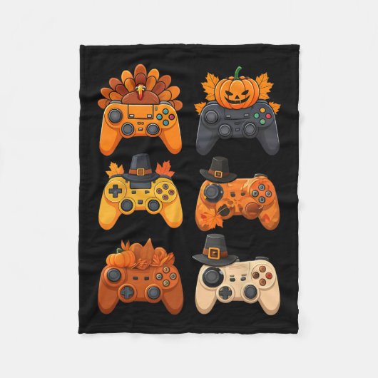 Happy Thanksgiving Fall Gaming Controller Türkei Fleecedecke (Vorderseite)