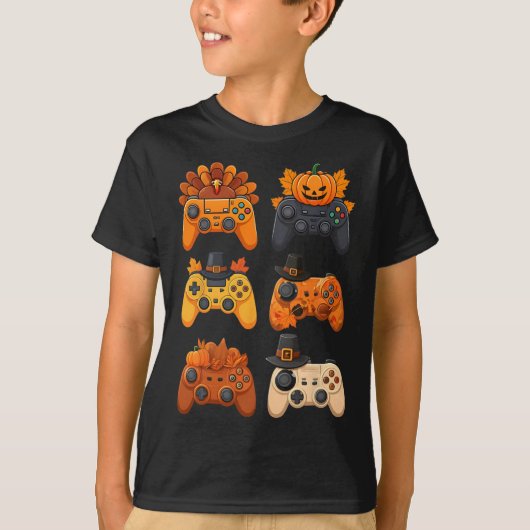 Happy Thanksgiving Fall Gaming Controller Türkei T-Shirt (Vorderseite)