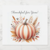 Happy Thanksgiving Fall Harvest Boho Pumpkin Schaumweinetikett (Einzelnes Label)
