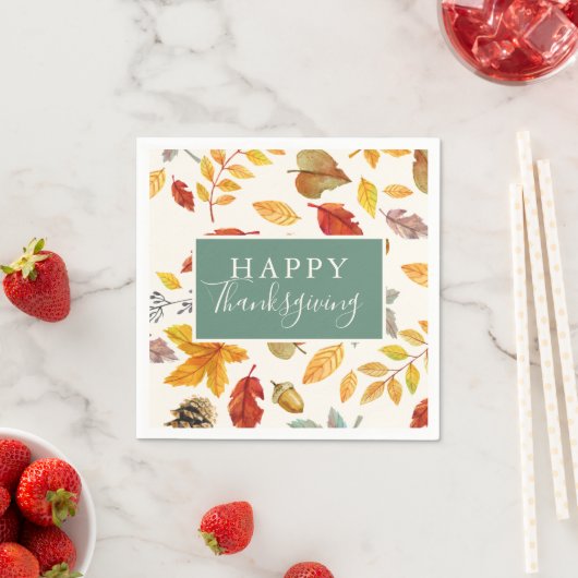 Happy Thanksgiving Fall Leaf Muster Serviette (Beispiel)