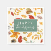 Happy Thanksgiving Fall Leaf Muster Serviette (Vorderseite)