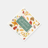 Happy Thanksgiving Fall Leaf Muster Serviette (Ecke)