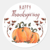 Happy Thanksgiving Fall Modern Round Sticker (Vorderseite)