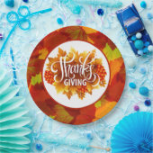 Happy Thanksgiving Fall Paper Plate Pappteller (Party)