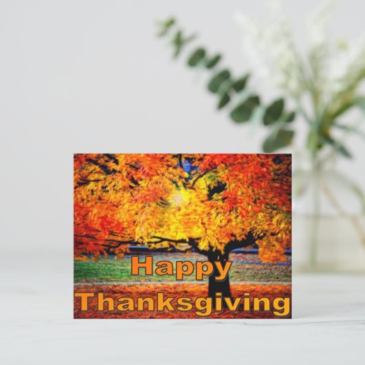 Happy Thanksgiving Fall Postkarte (Stehend Vorderseite)
