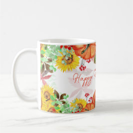 Happy Thanksgiving Fall Pumpkin Floral Kaffeetasse
