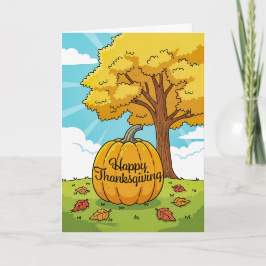Happy Thanksgiving Fall Pumpkin Illustration Feiertagskarte (Vorderseite)