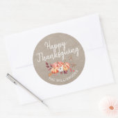 Happy Thanksgiving Fall Pumpkin Kraft Paper Runder Aufkleber (Umschlag)