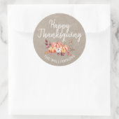 Happy Thanksgiving Fall Pumpkin Kraft Paper Runder Aufkleber (Tasche)