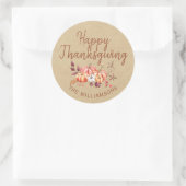 Happy Thanksgiving Fall Pumpkin Kraft Paper Runder Aufkleber (Tasche)