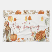 Happy Thanksgiving Fall Pumpkin & Turkey Geschirrtuch (Horizontal)