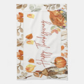 Happy Thanksgiving Fall Pumpkin & Turkey Geschirrtuch (Vertikal)