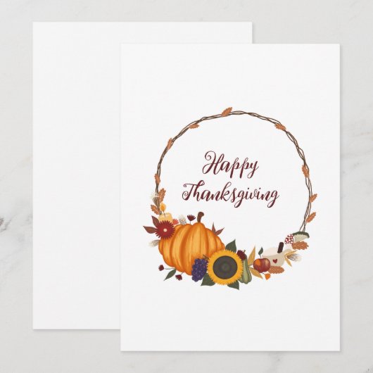 Happy Thanksgiving Fall Wreath Einladung (Vorne/Hinten)