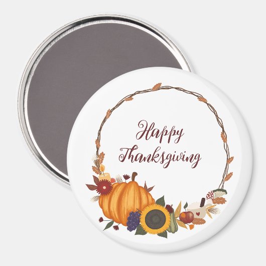 Happy Thanksgiving Fall Wreath Magnet (Vorderseite/Rückseite)