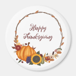 Happy Thanksgiving Fall Wreath Magnet
