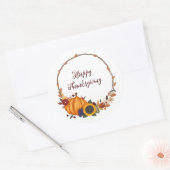 Happy Thanksgiving Fall Wreath Runder Aufkleber (Umschlag)