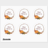 Happy Thanksgiving Fall Wreath Runder Aufkleber (Blatt)