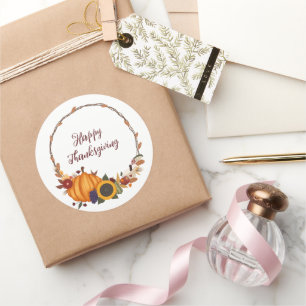 Happy Thanksgiving Fall Wreath Runder Aufkleber