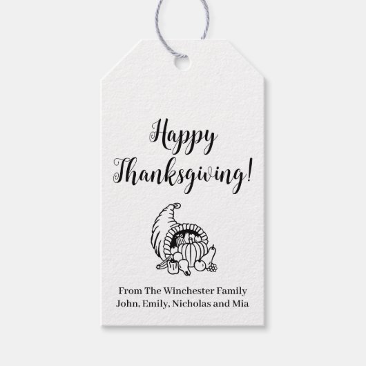 Happy Thanksgiving Fallernte Skript-Text Geschenkanhänger (Vorderseite)