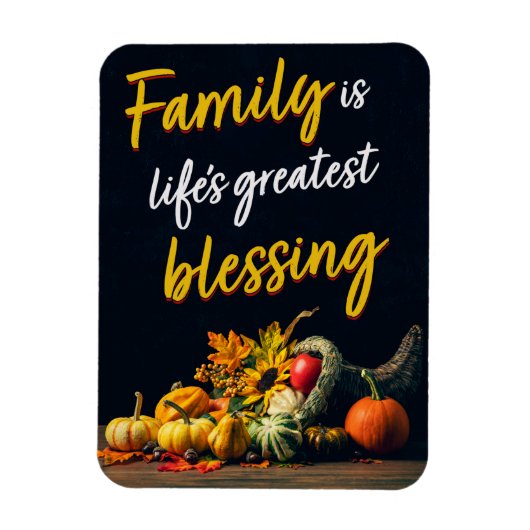 Happy Thanksgiving Familie Schönes Cornucopia Magnet (Vertikal)