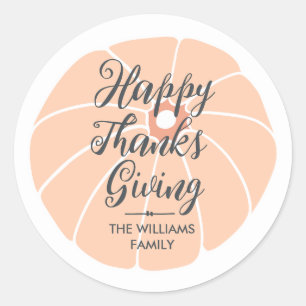Happy Thanksgiving Familienname Pumpkin Runder Aufkleber