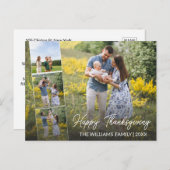 Happy Thanksgiving Family Foto Collage Feiertagspostkarte (Vorne/Hinten)