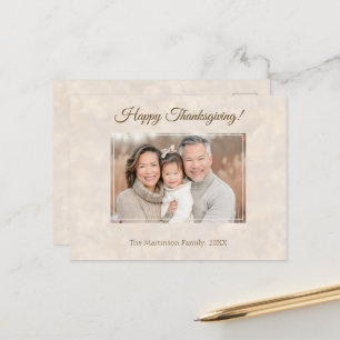 Happy Thanksgiving Family Foto Elegant neutral Feiertagspostkarte