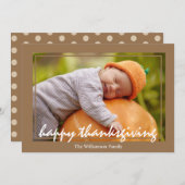 Happy Thanksgiving Family Foto Feiertagskarte (Vorne/Hinten)