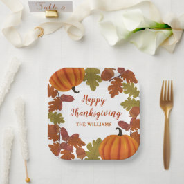 Happy Thanksgiving Family Name Herbst Pappteller