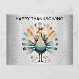 Happy Thanksgiving farbenfrohe Türkei Goldene Ster Postkarte