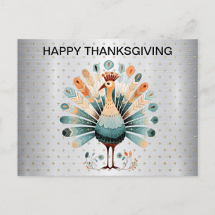 Happy Thanksgiving farbenfrohe Türkei Goldene Ster Postkarte