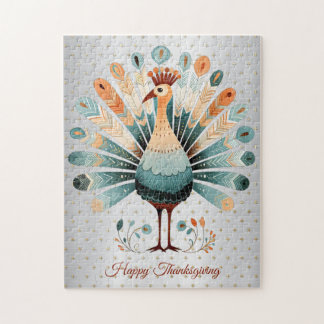 Happy Thanksgiving farbenfrohe Türkei Goldene Ster Puzzle