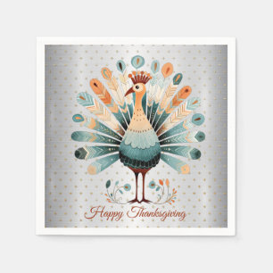 Happy Thanksgiving farbenfrohe Türkei Goldene Ster Serviette