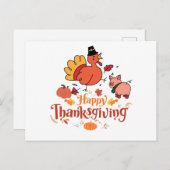 Happy Thanksgiving Farm Animals und Pumpkins Postkarte (Vorne/Hinten)