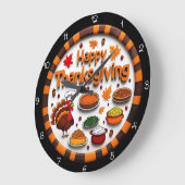 Happy Thanksgiving Feast Turkey Große Wanduhr (Winkel)
