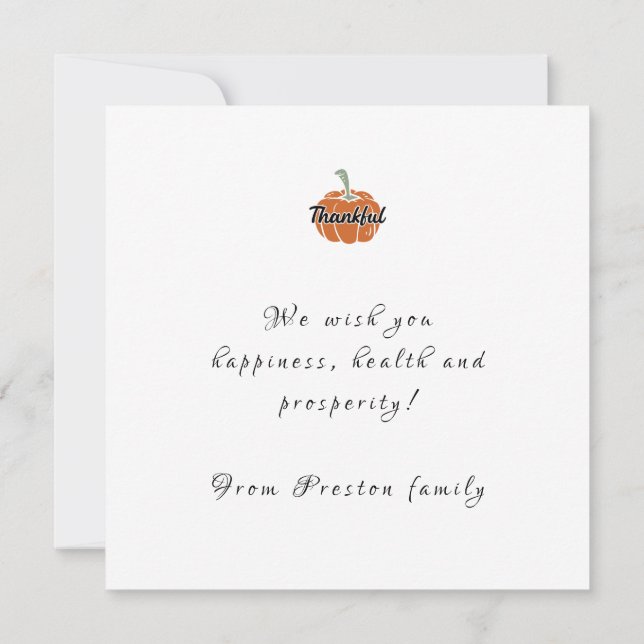 Happy Thanksgiving Flat Card (Rückseite)