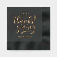 Happy Thanksgiving Foil Stamps Napkins