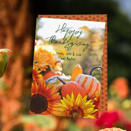 Happy Thanksgiving Friends Sunflower Pumpkins Card Einladung