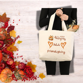Happy Thanksgiving, Friendsgiving Monogram | Jumbo Stoffbeutel